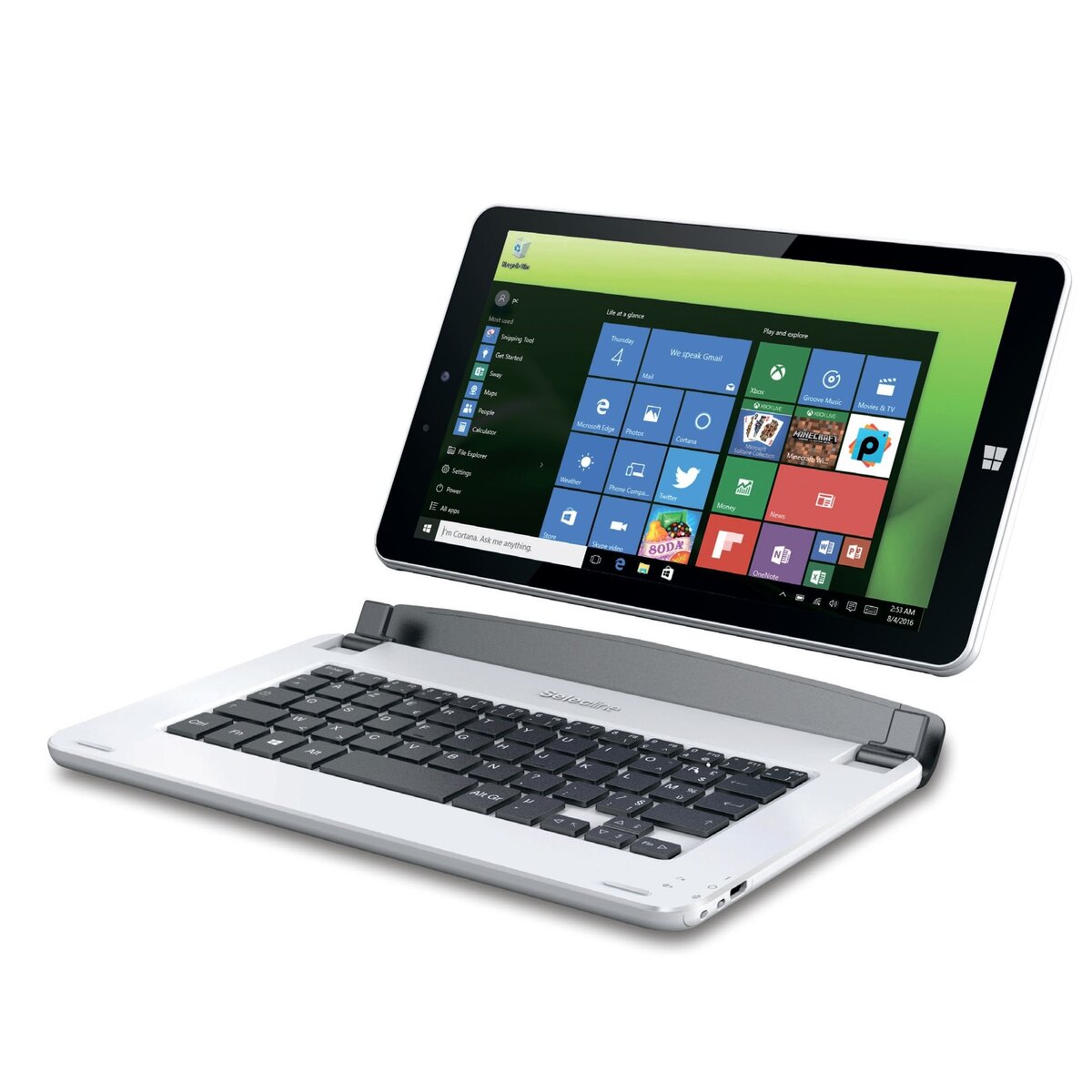 SELECLINE Tablette tactile hybride 2 EN 1 W10 - Blanc pas cher 