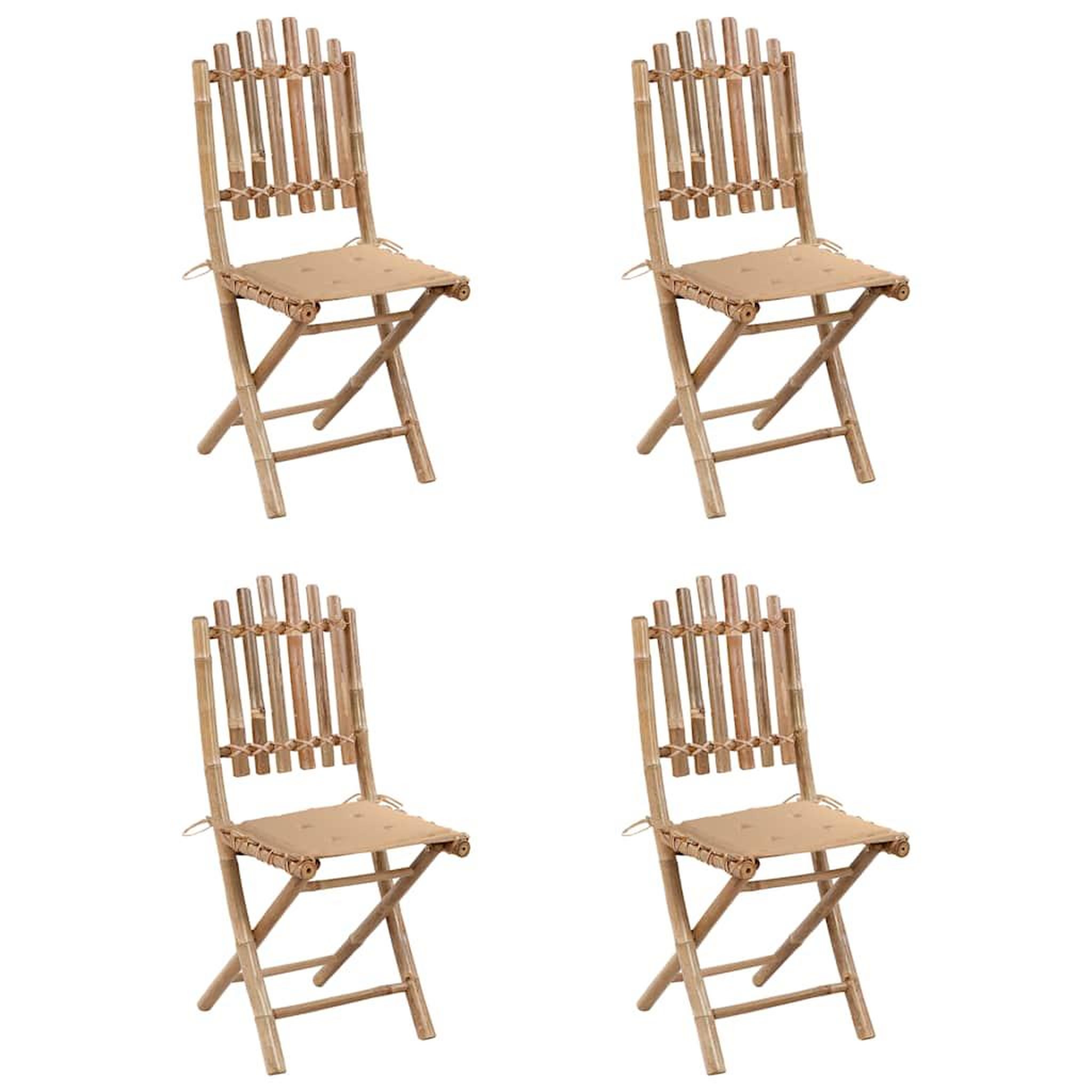 Voir la diapositive 2 : VIDAXL Mobilier a dîner d'exterieur pliable 5 pcs avec coussins bambou