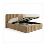 ID MARKET Lit coffre double ALBA avec tête de lit et sommier 140 x 190 cm velours taupe
