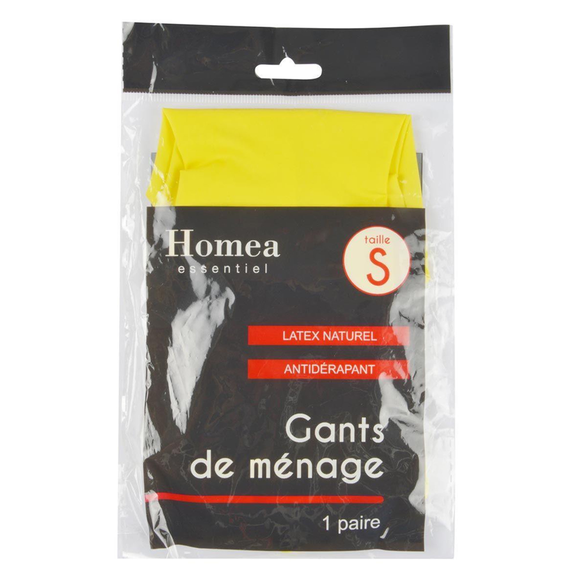 Voir la diapositive 2 : HOMEA Paire de gants de ménage  latex  taille s jaune