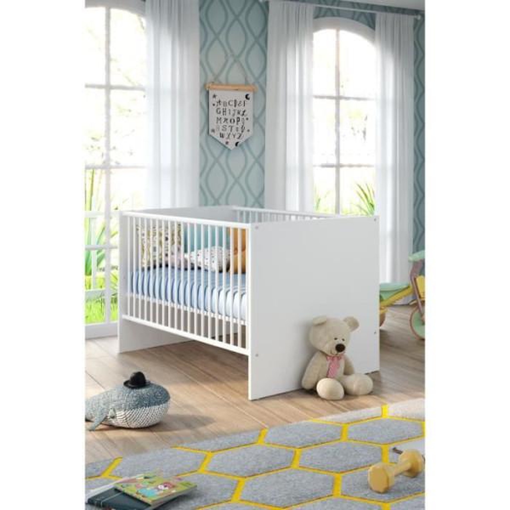 Voir la diapositive 4 : Trendteam Chambre bébé Duo : Lit 70 x 140 cm + Commode a langer NIKO - Blanc - TREND TEAM