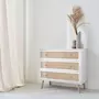 SWEEEK Commode en décor bois et cannage 90x39x79cm - Bohème - 3 tiroirs