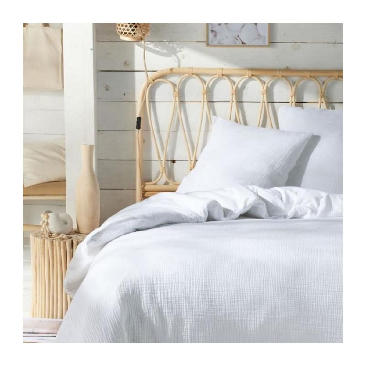 Today Parure de lit - TODAY - 123320 - 2 personnes - 260x240cm - Gaze de coton unie - Craie