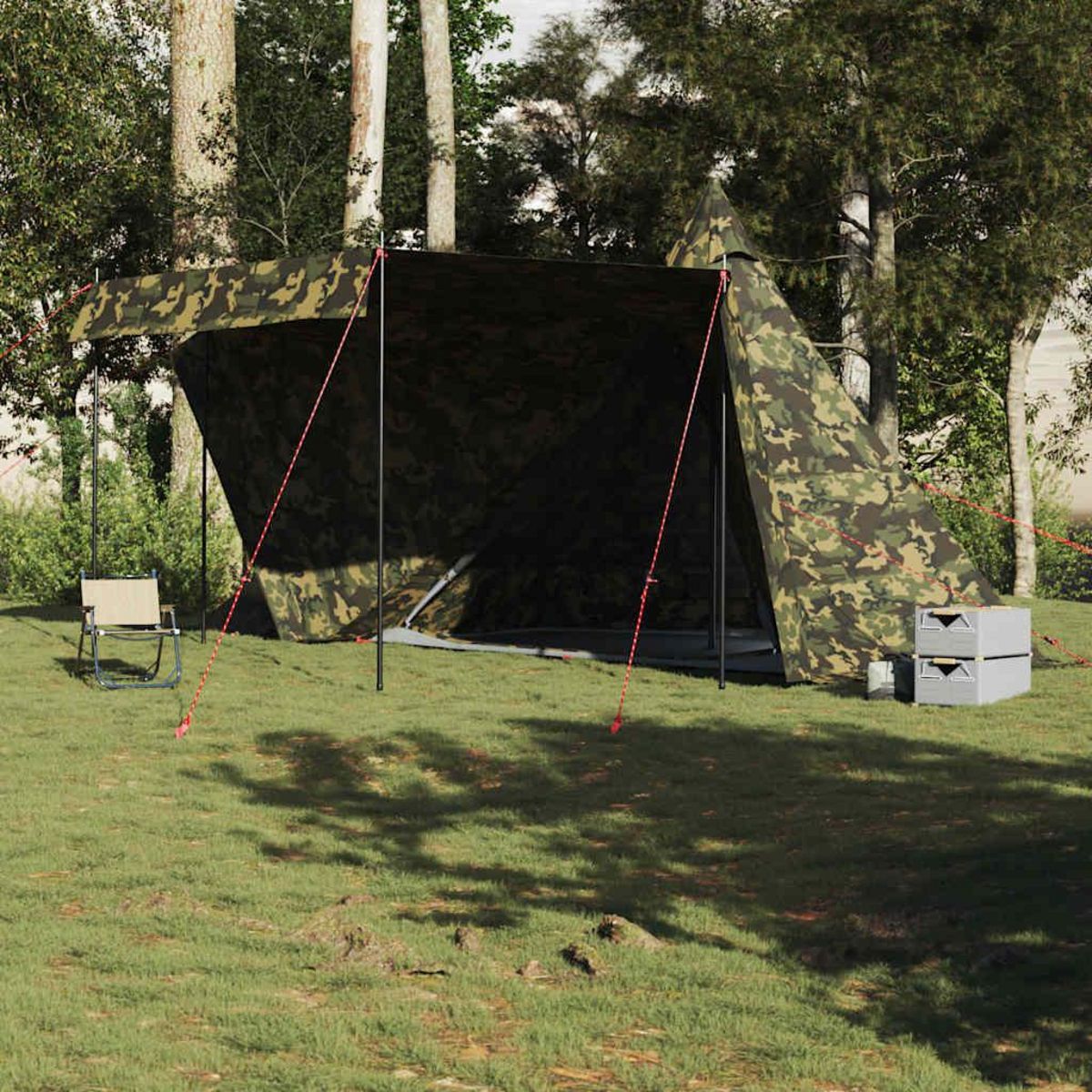 VIDAXL Tente familiale tipi 6 personnes camouflage impermeable