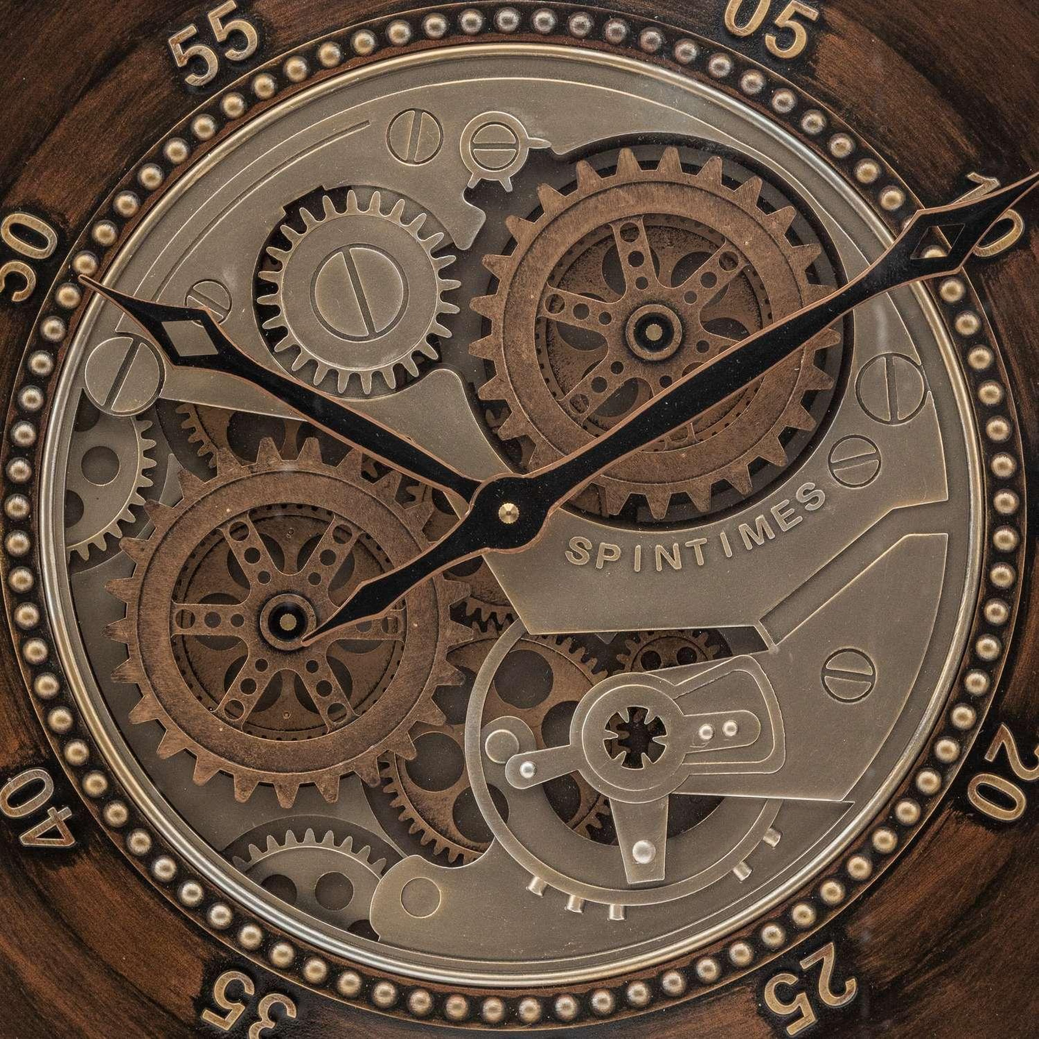 Voir la diapositive 3 : ATMOSPHERA Horloge avec mécanisme en métal - diam 59 cm - marron