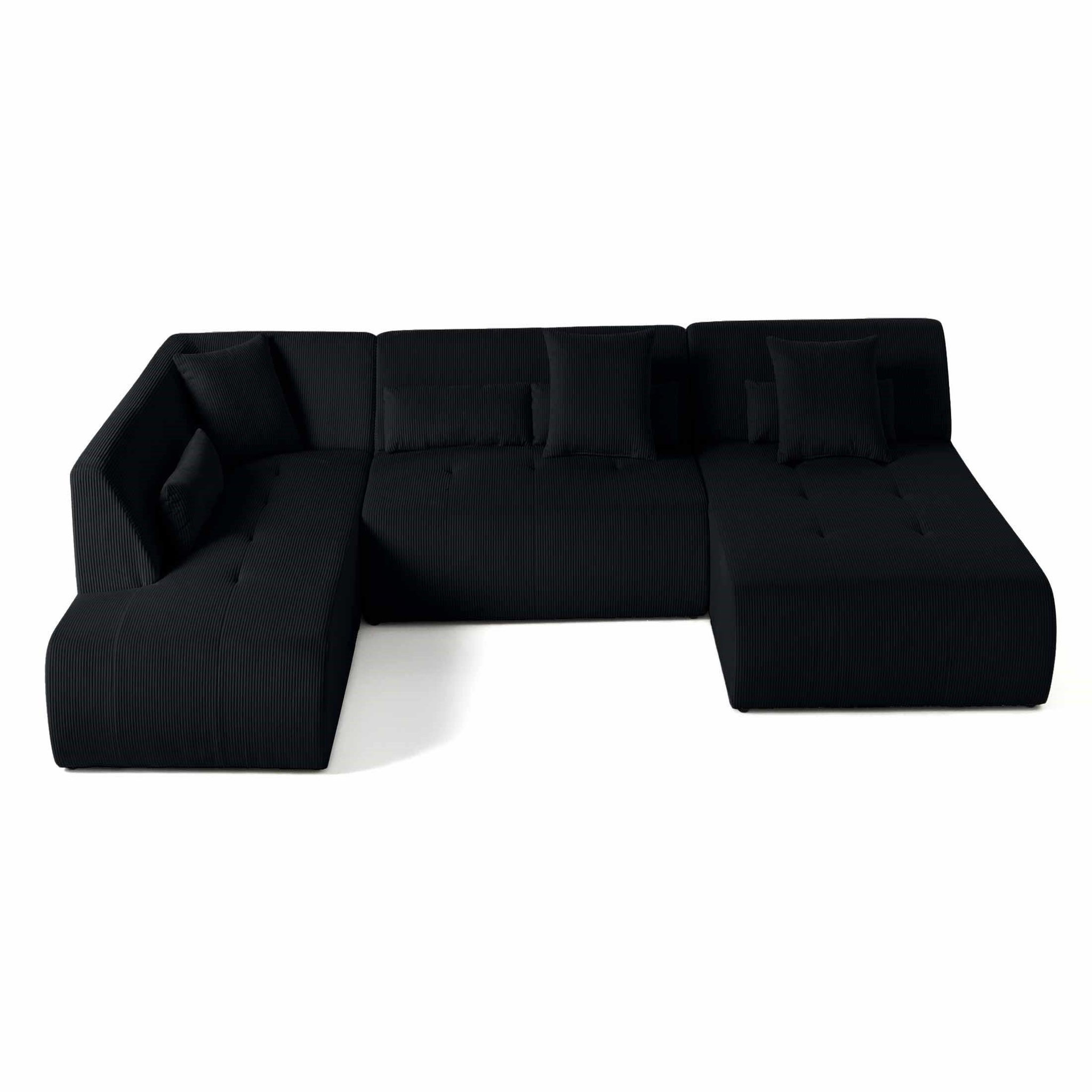 Voir la diapositive 1 : LISA DESIGN Onyx - canapé panoramique d'angle gauche 7 places - en velours côtelé