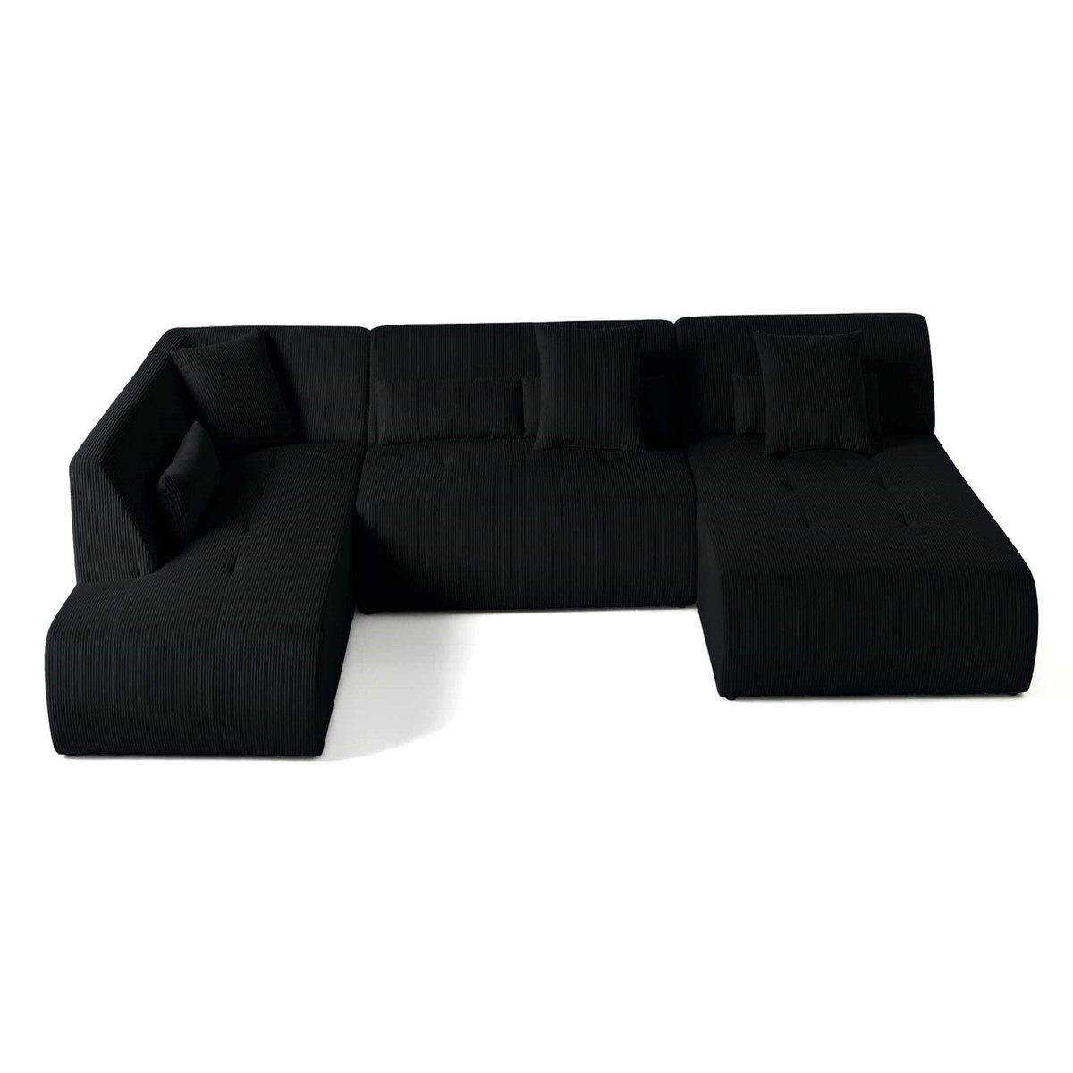LISA DESIGN Onyx - canapé panoramique d'angle gauche 7 places - en velours côtelé