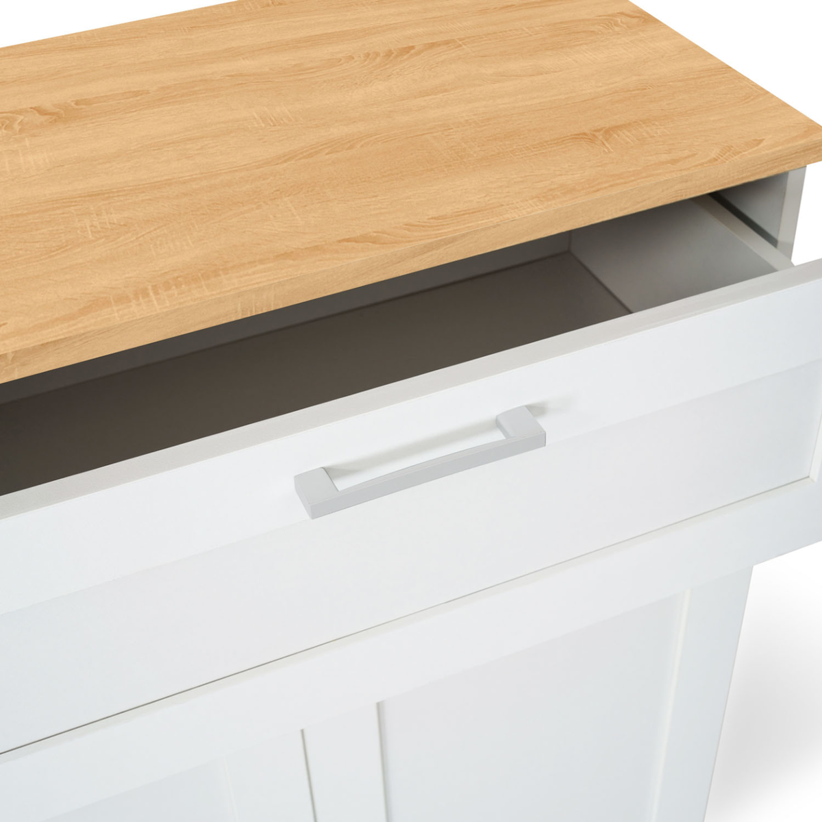 ID MARKET Buffet 100 cm VITO 3 portes et 1 tiroir blanc et plateau bois