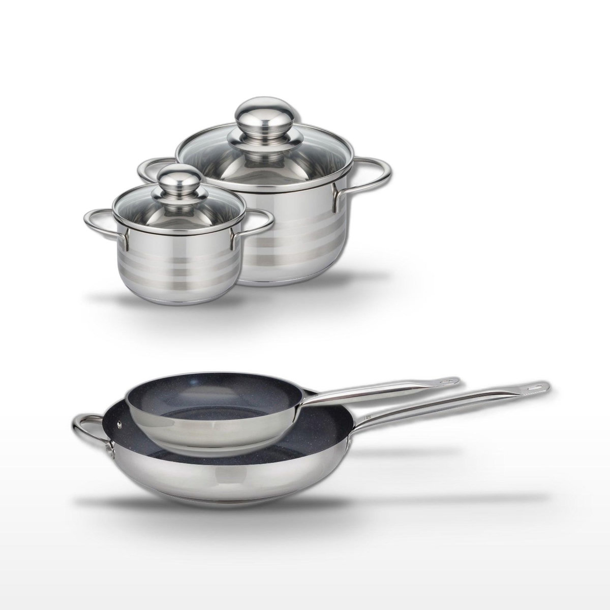 ELO Lot de 2 Poêles 24/32cm & 2 Faitouts 12/16cm Elo Profi Therm Platinum