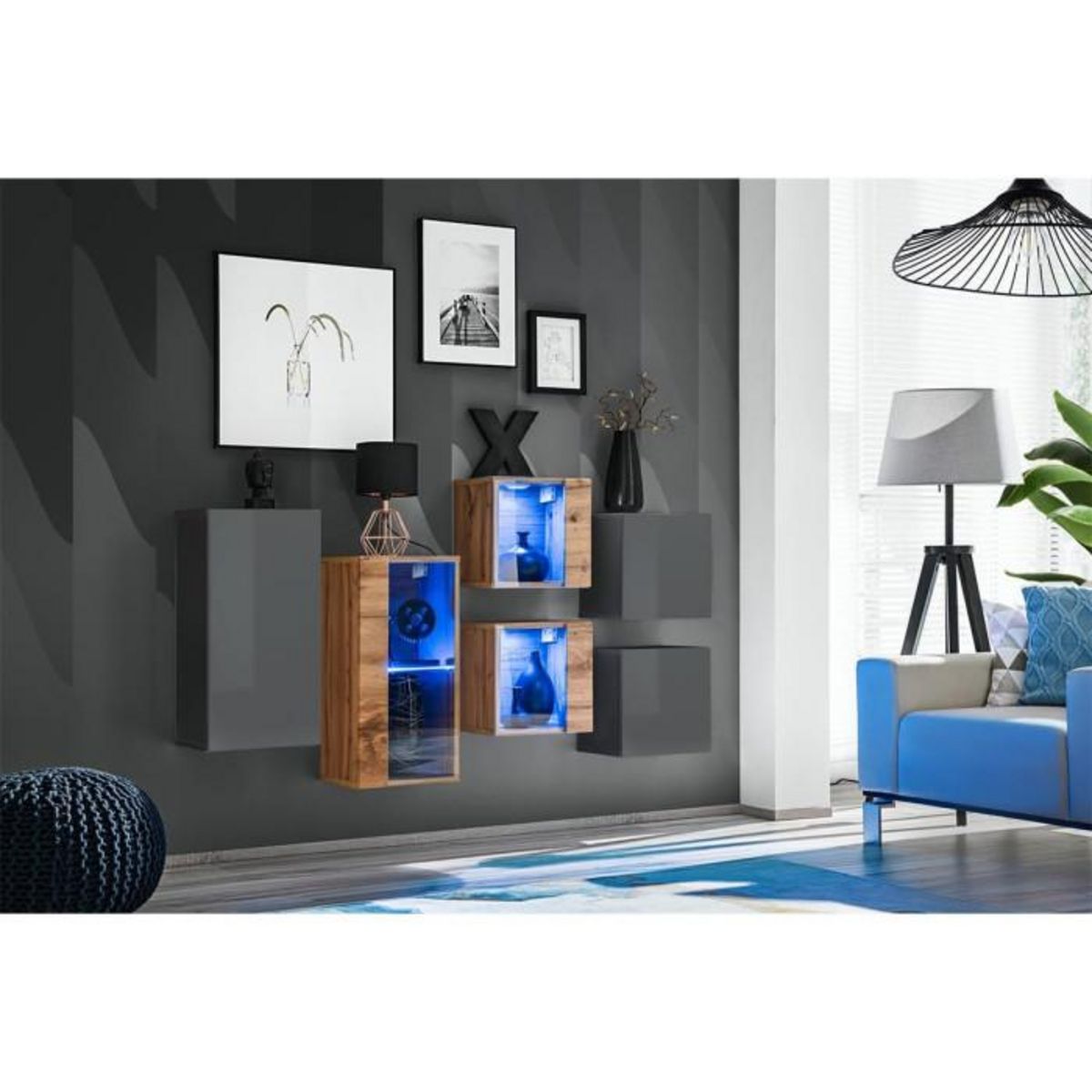 Paris Prix Meuble de Rangement  Switch SBIV  320cm Gris & Naturel