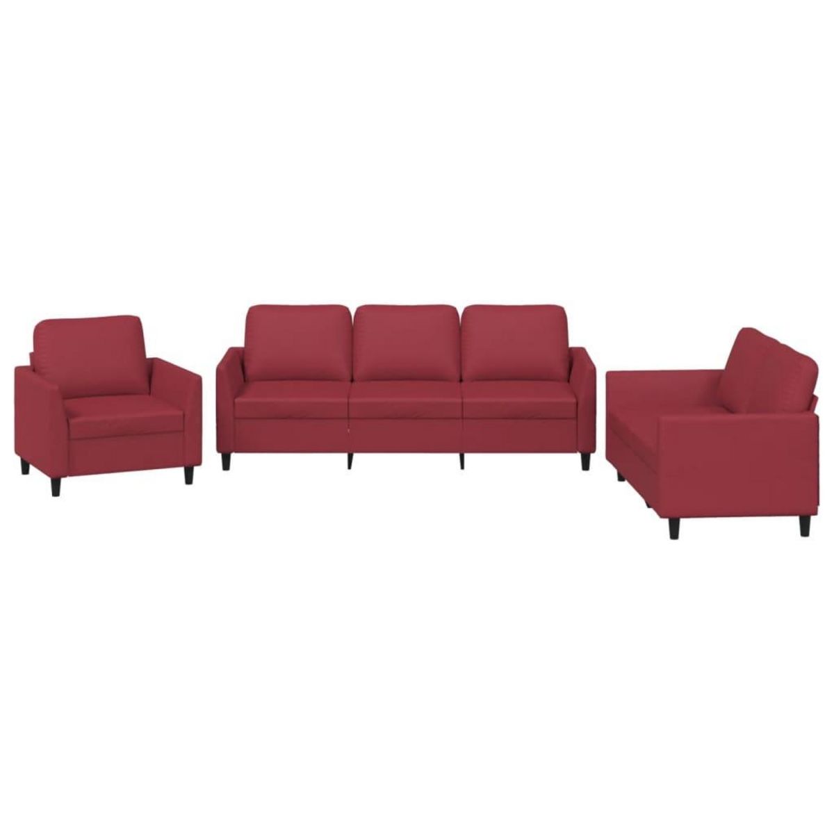 VIDAXL Ensemble de canapes 3 pcs et coussins Rouge bordeaux Similicuir
