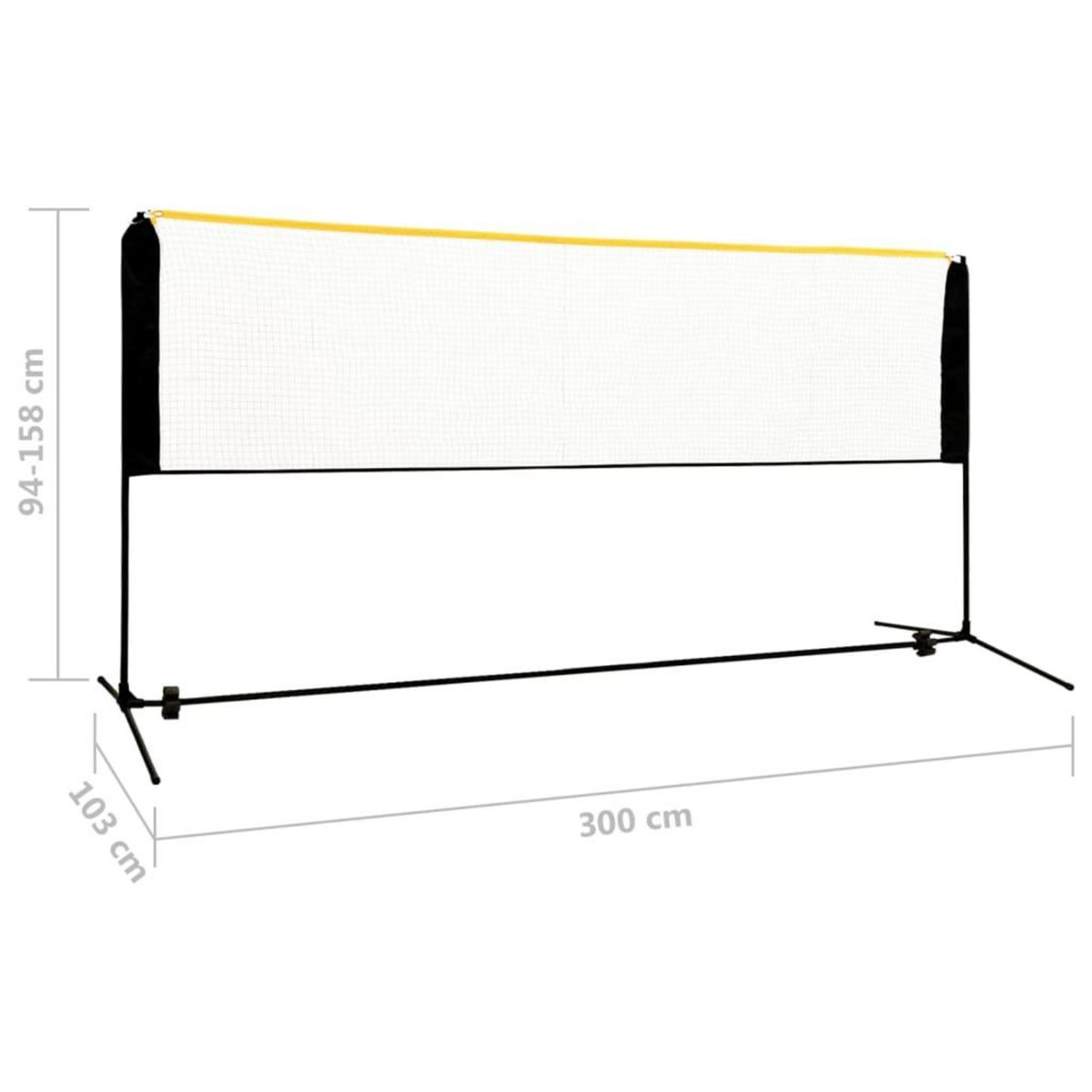 VIDAXL Filet de badminton reglable 300x103x94-158 cm Metal