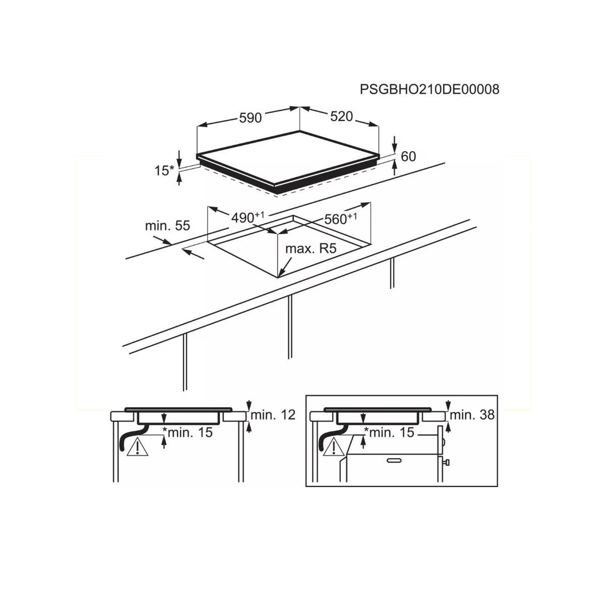 Voir la diapositive 6 : FAURE Table de cuisson induction 59cm 3 feux 7200w noir - fitn632k
