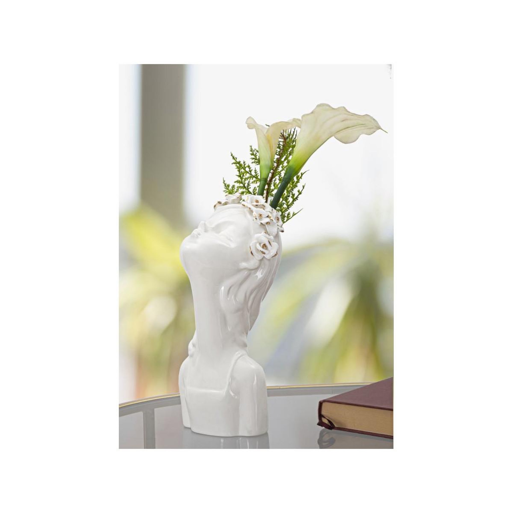 Voir la diapositive 6 : Paris Prix Vase déco en porcelaine  young lady roses  26cm blanc