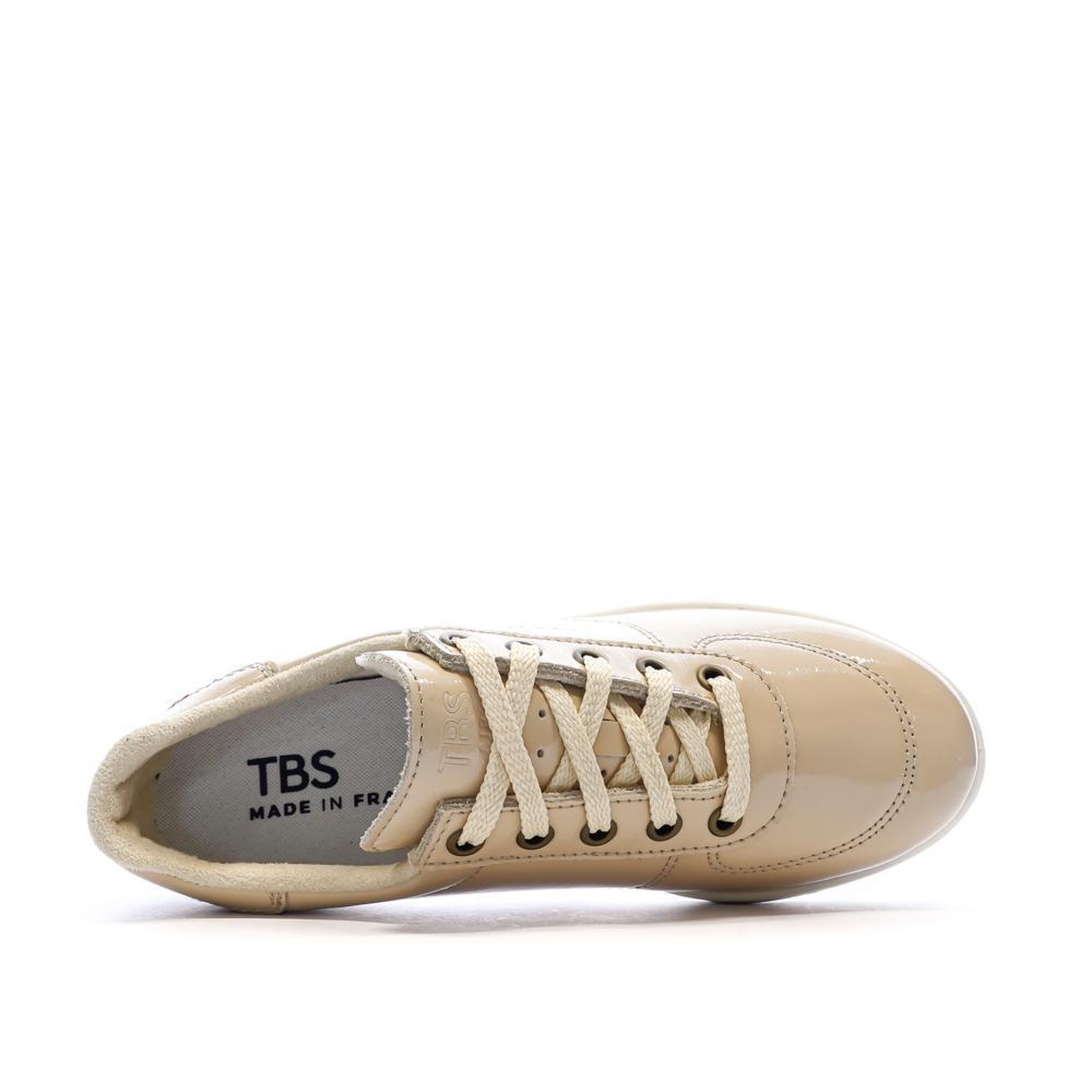 Voir la diapositive 4 : TBS Baskets Beige Femme TBS Tennis Verni Greta