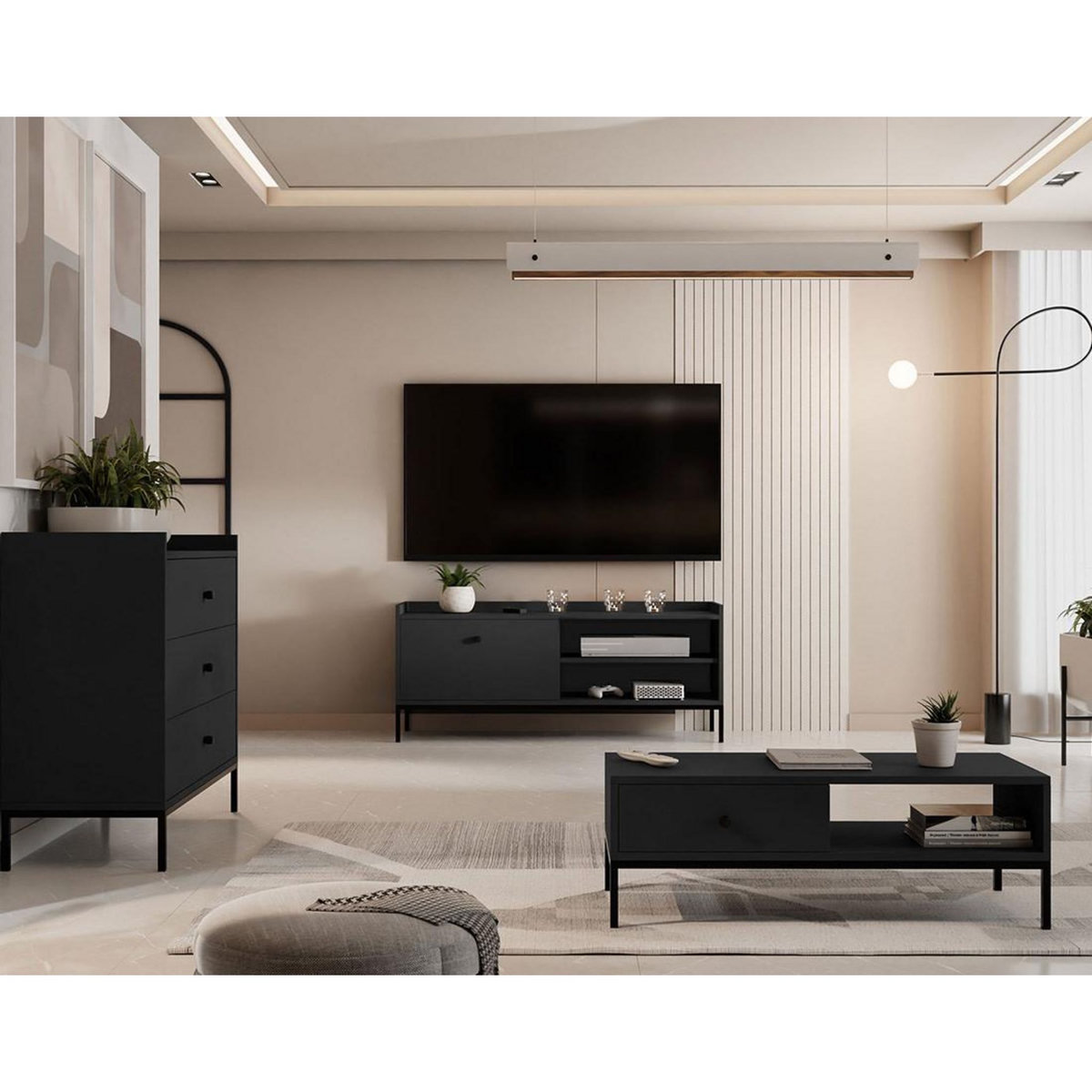 BEST MOBILIER Filipo - commode - noir - 80 cm