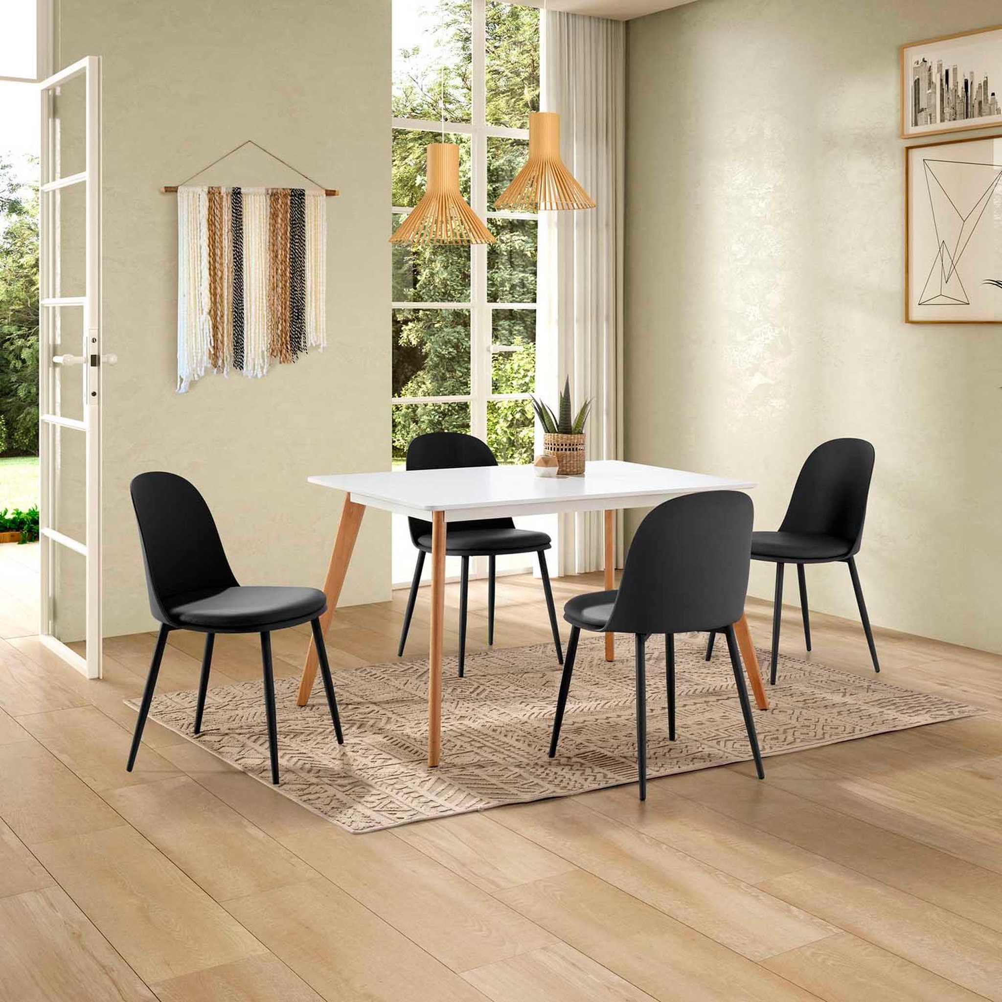 Voir la diapositive 5 : VS VENTA-STOCK Lot de 4 chaises Kana noir, pieds en métal et assise rembourrée