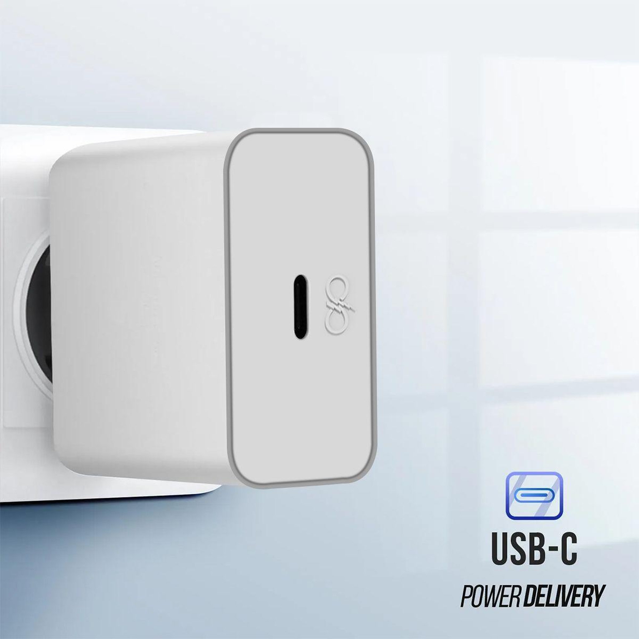Voir la diapositive 3 : FORCE POWER Chargeur 45w usb c blanc recyclé