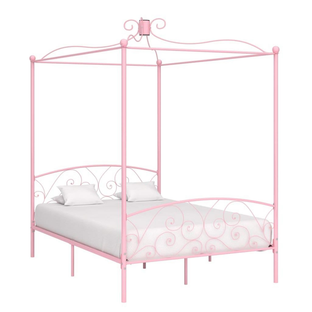 VIDAXL Cadre de lit a baldaquin sans matelas rose metal 140x200 cm