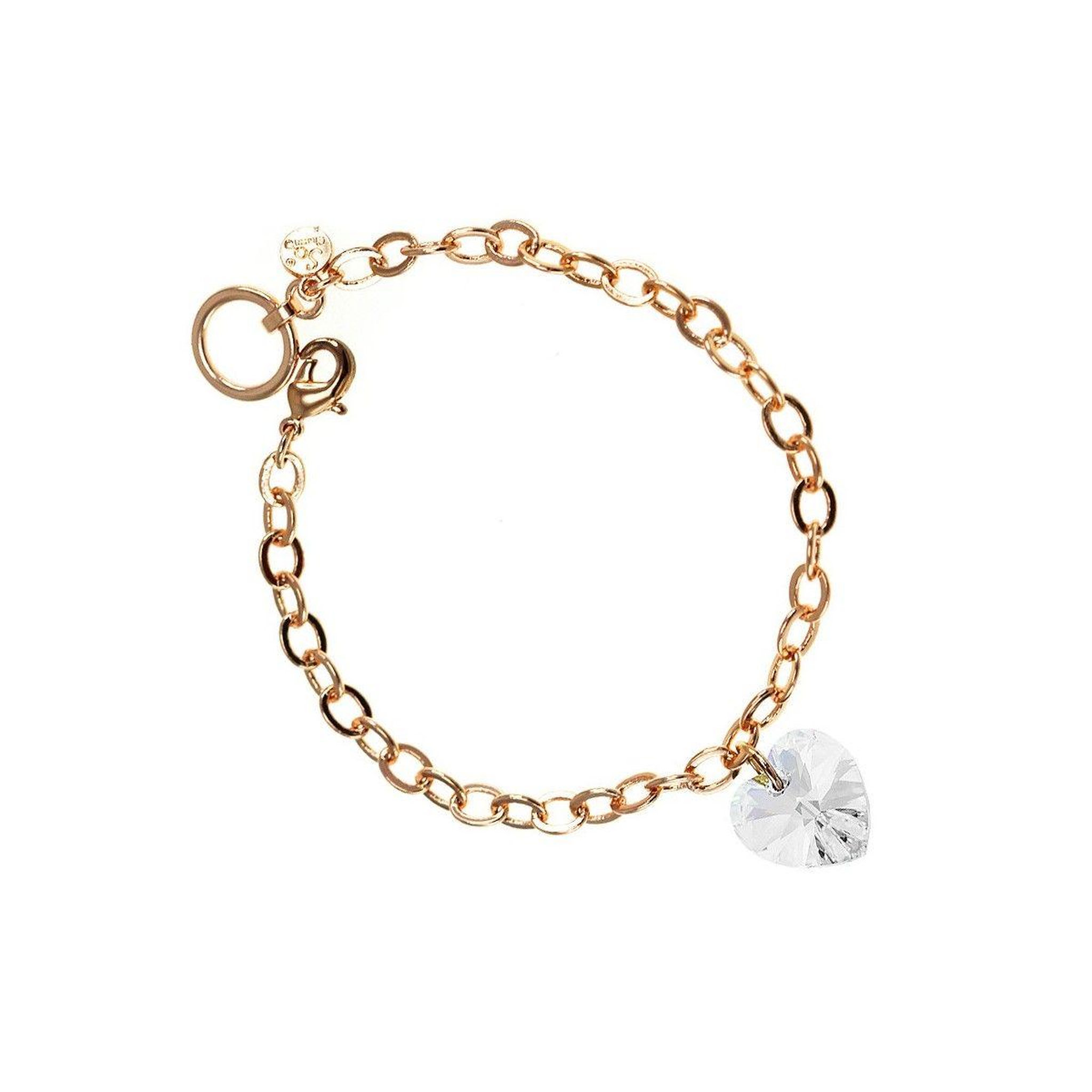 SC CRYSTAL Bracelet doré rosé et coeur SC Crystal orné de Cristaux scintillants