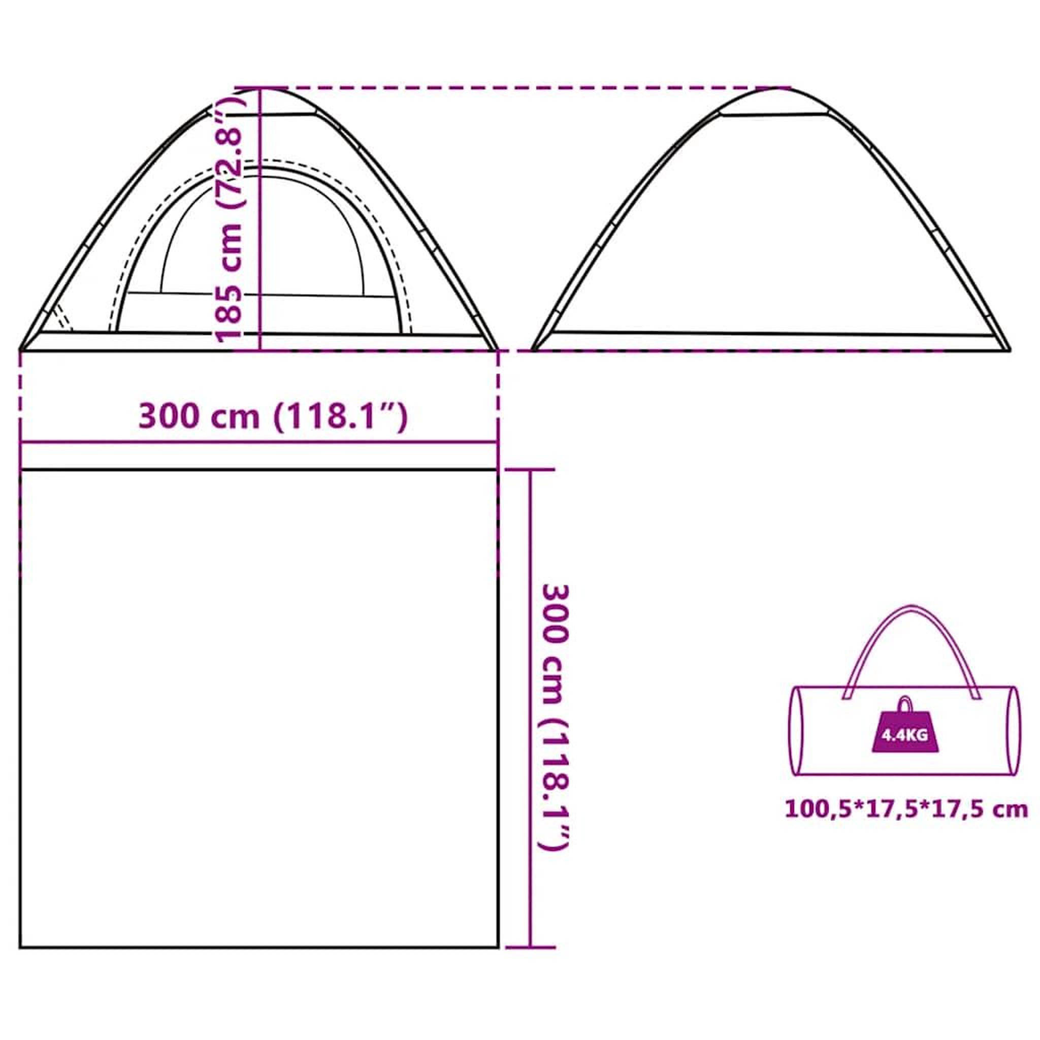 Voir la diapositive 6 : VIDAXL Tente de camping 5 personnes vert liberation rapide