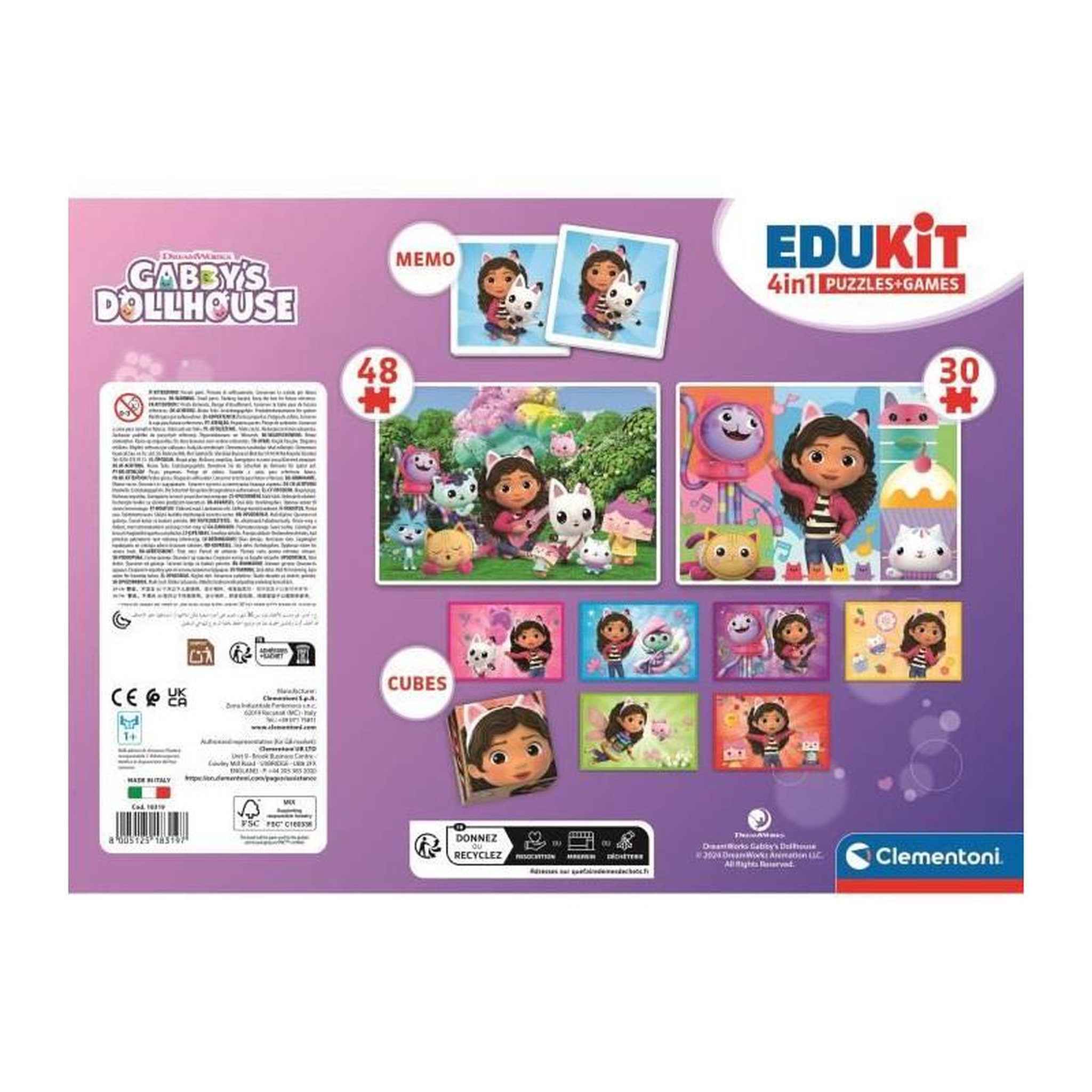 Voir la diapositive 6 : CLEMENTONI Jeu éducatif enfant 4 en 1 Gabby et la Maison Magique apprentissage – Clementoni