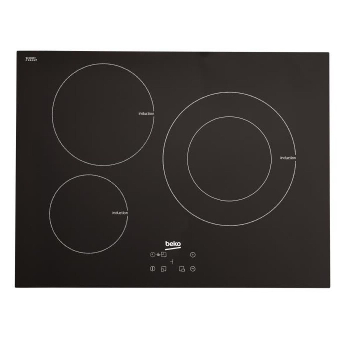 BEKO Table de cuisson à induction HII 73402 AT, 70 cm, 3 foyers dont 1 duo