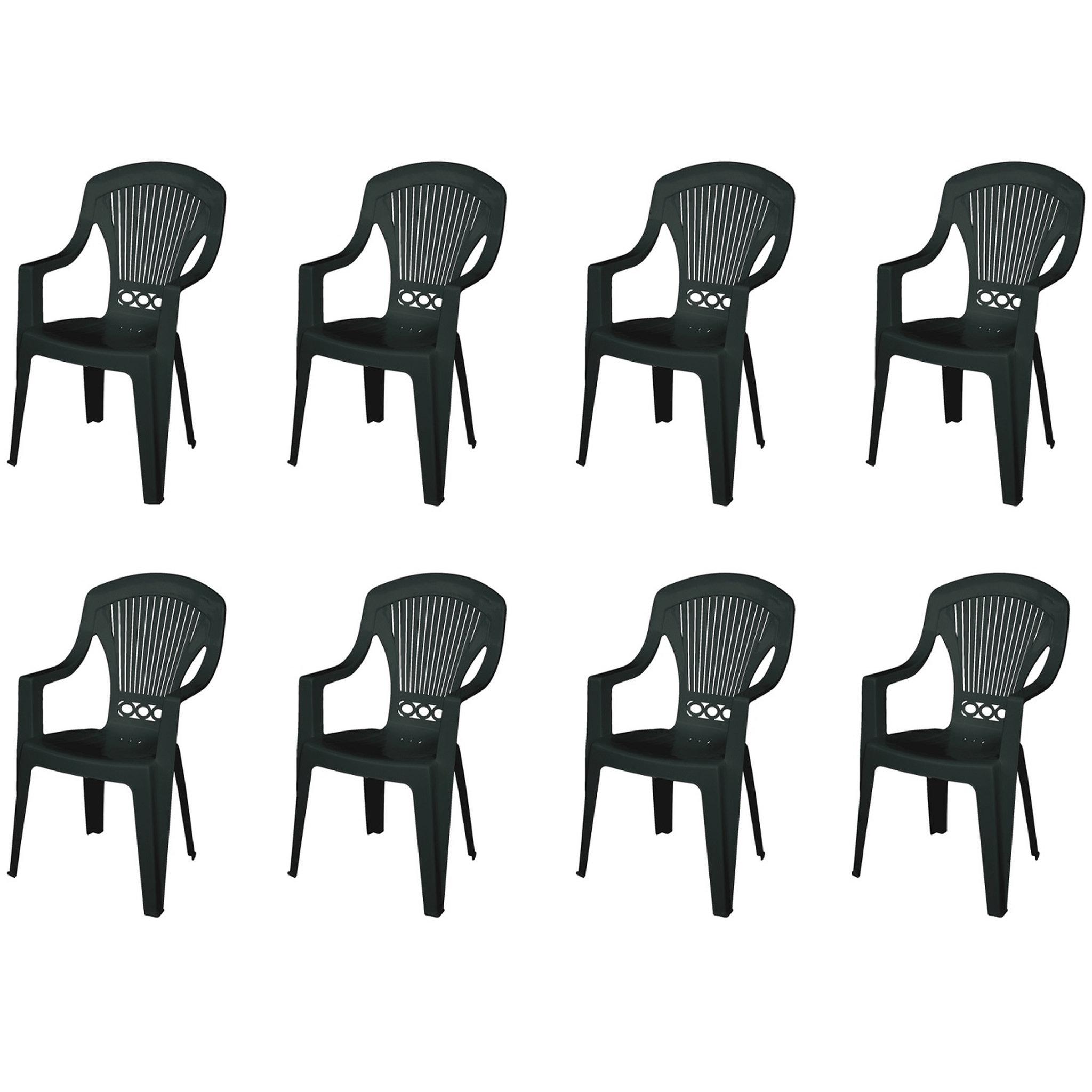 Voir la diapositive 1 : ARETA Lot de 8 fauteuils de jardin - Résine - Anthracite - STRESA