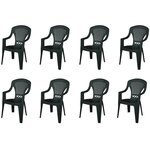 ARETA Lot de 8 fauteuils de jardin - Résine - Anthracite - STRESA