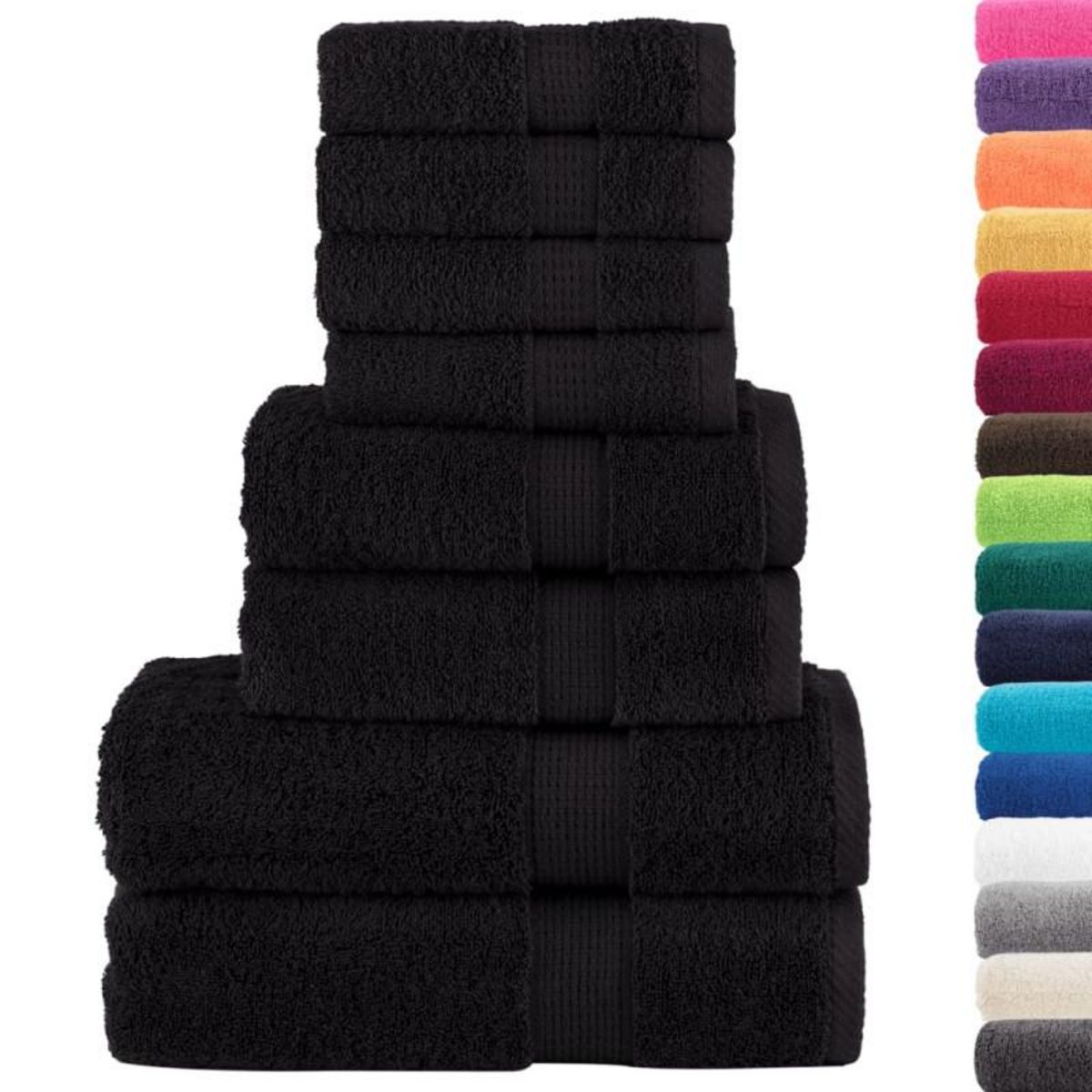 VIDAXL Ensemble de serviettes de qualité supérieure SOLUND 8 pcs noir