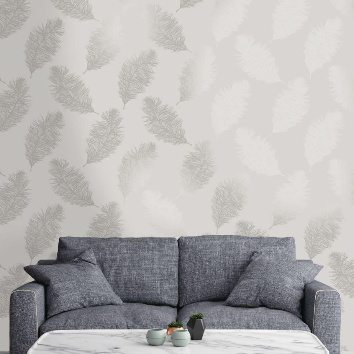 DUTCH WALLCOVERINGS DUTCH WALLCOVERINGS Papier peint Fawning Feather Gris clair