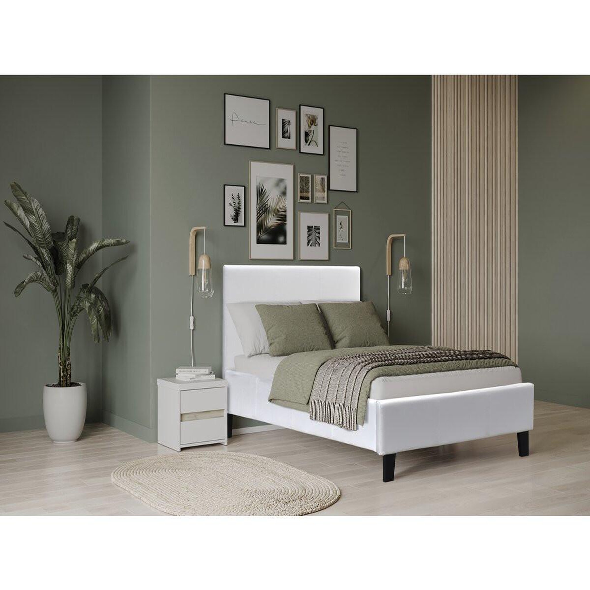 Voir la diapositive 2 : Habitat et Jardin Lit  lina  - 90 x 190 cm - blanc