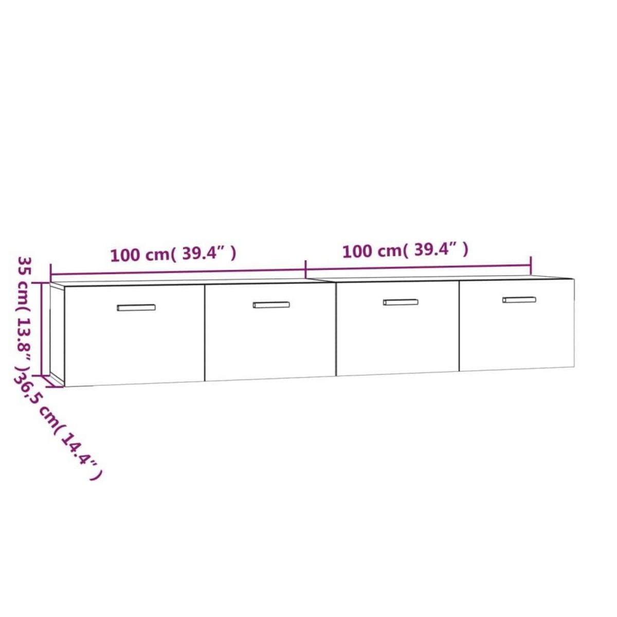 VIDAXL Armoires murales 2 pcs Sonoma gris 100x36,5x35 cm
