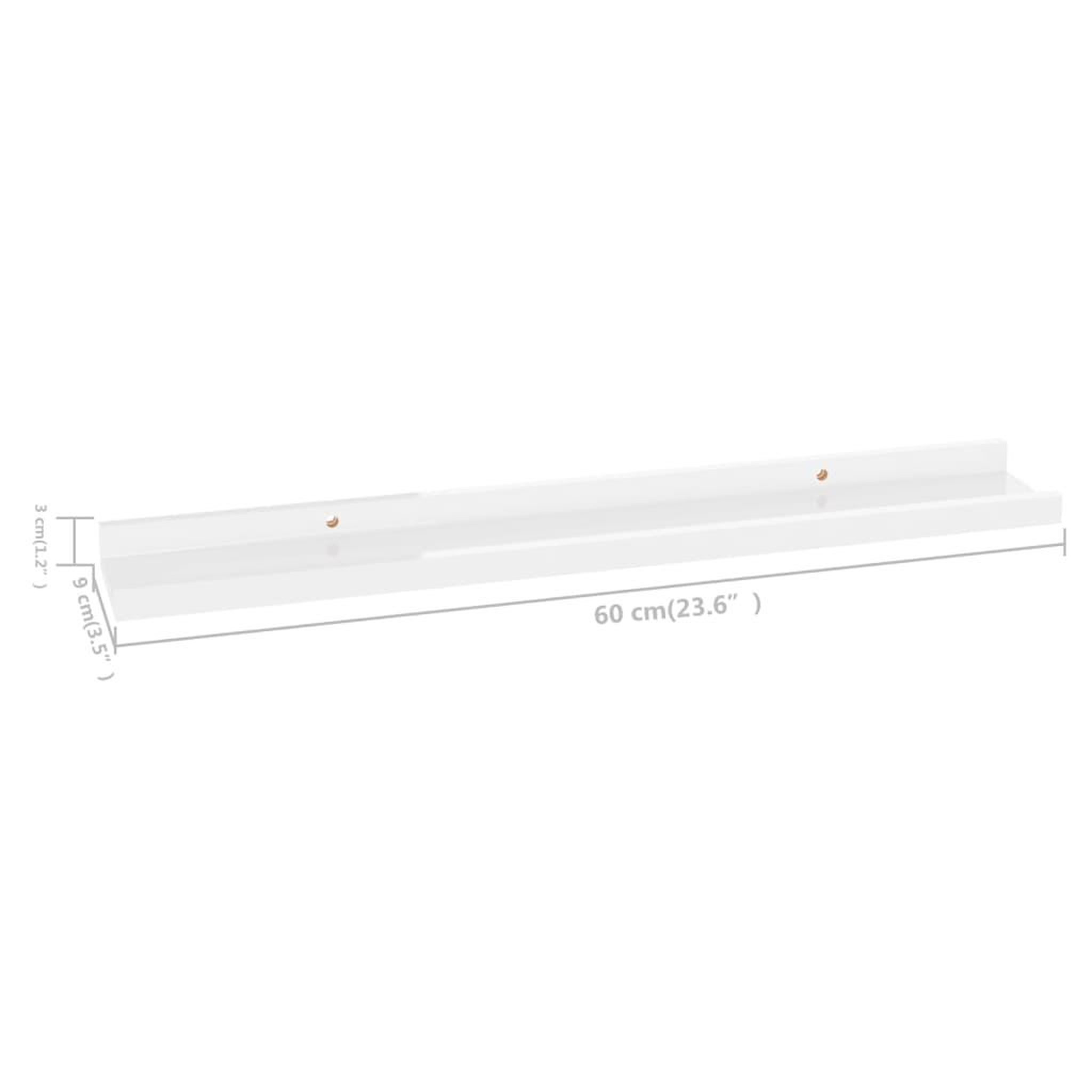 Voir la diapositive 6 : VIDAXL Etageres murales 2 pcs Blanc brillant 60x9x3 cm