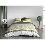 ATELIER DU COTON Parure housse de couette 100% coton 57 fils nayaa. Coloris disponibles : Vert