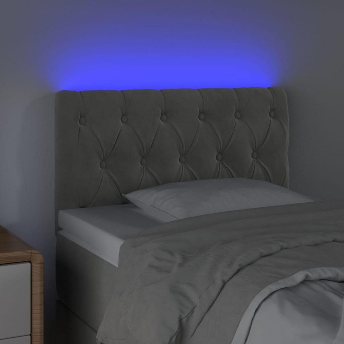 VIDAXL Tete de lit a LED Gris clair 80x7x78/88 cm Velours
