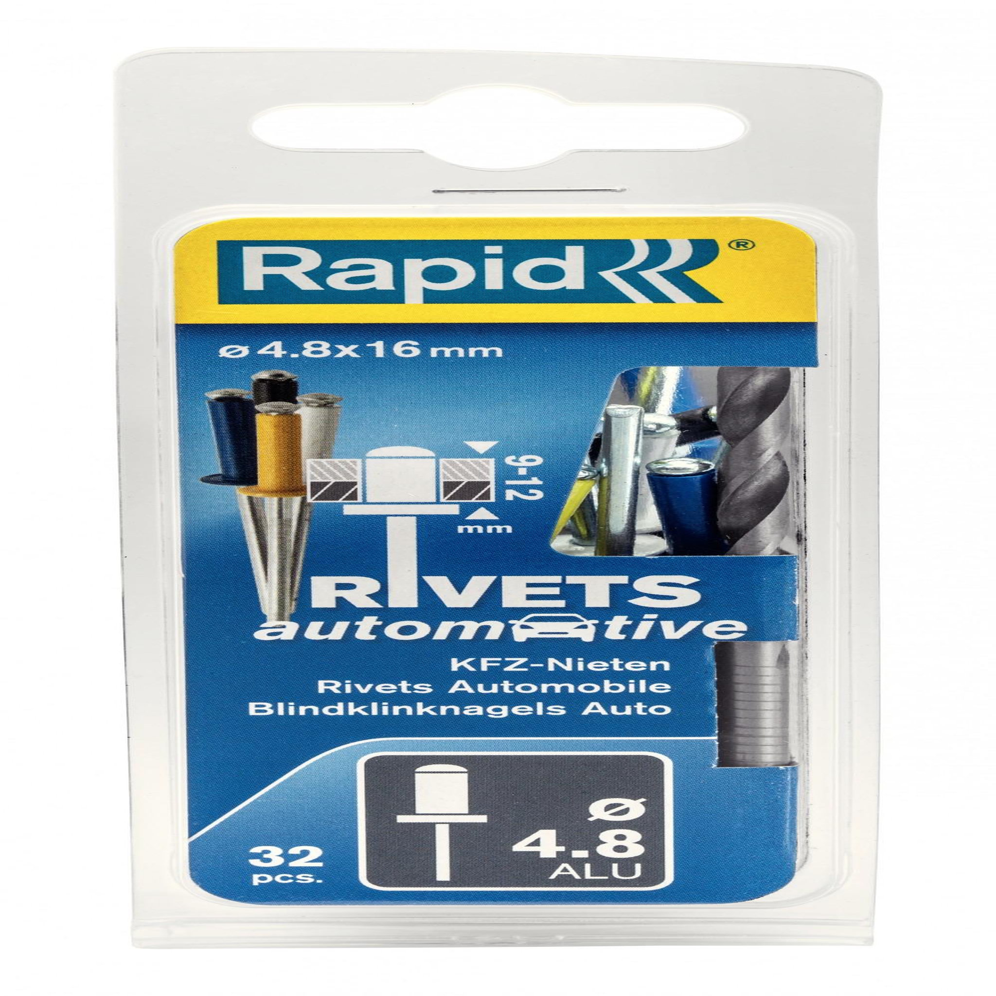 Rapid Lot de 32 rivets aluminium Diam.4.8 x H.16 mm avec forêt