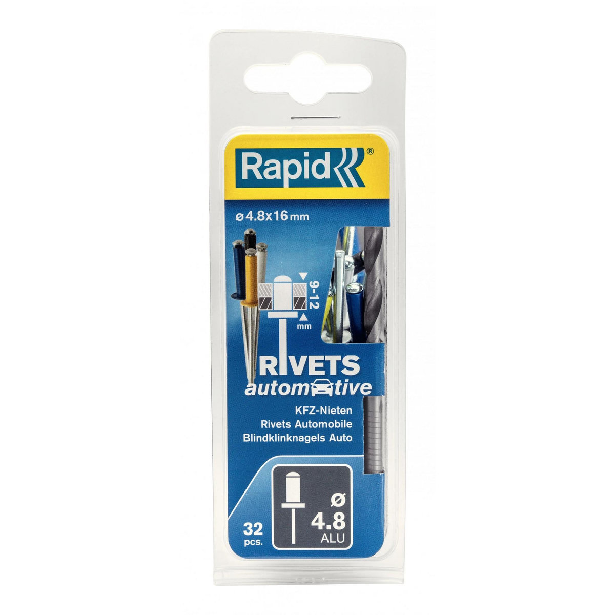 Rapid Lot de 32 rivets aluminium Diam.4.8 x H.16 mm avec forêt