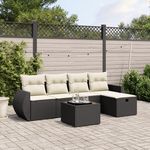 VIDAXL Salon de jardin 6 pcs avec coussins noir resine tressee