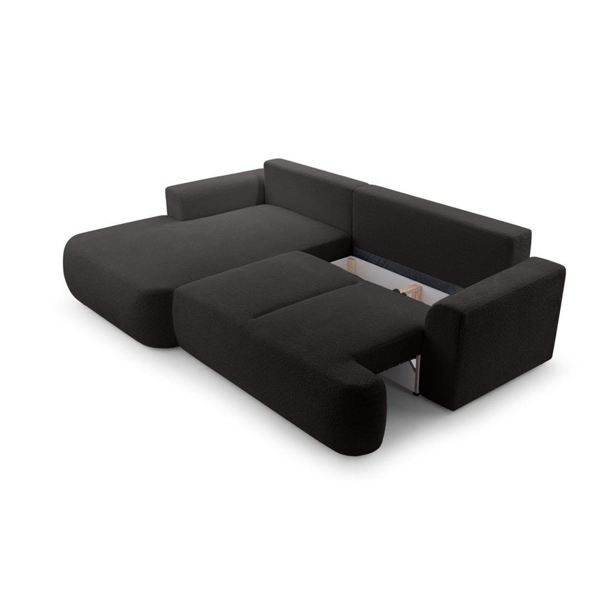 BEST MOBILIER Candela - canapé d'angle gauche 4 places - convertible avec coffre - en tissu bouclette