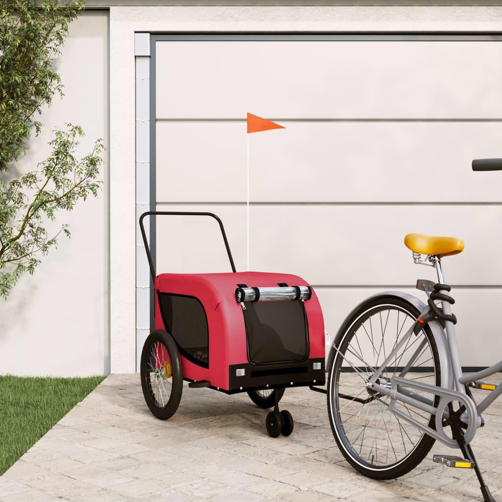 VIDAXL Remorque de velo pour animaux de compagnie rouge et noir
