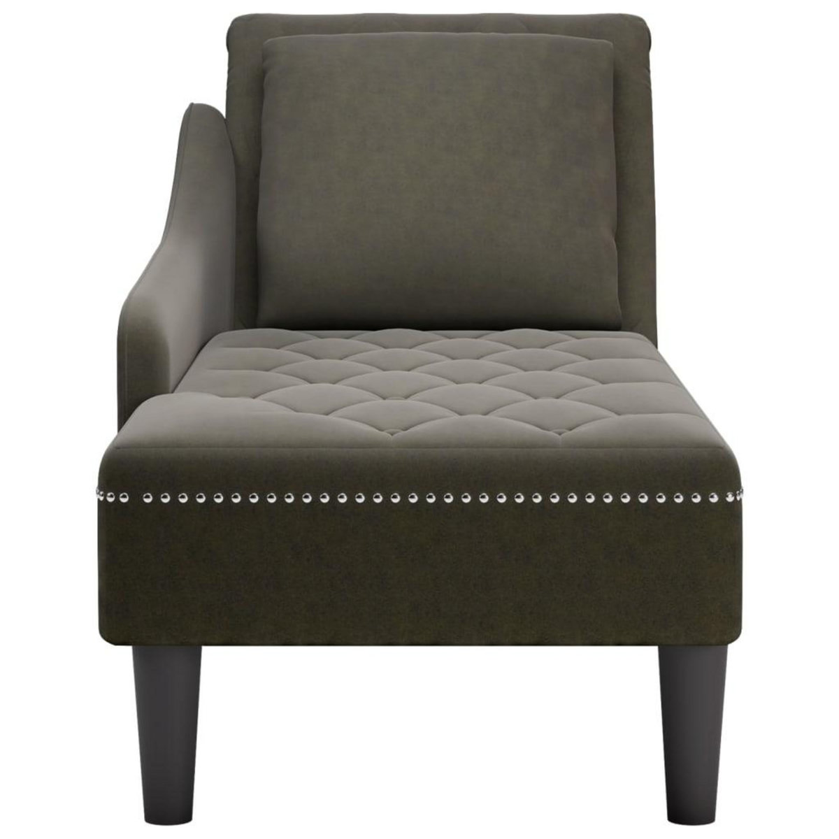 VIDAXL Fauteuil long et coussin/accoudoir droit vert armee similicuir