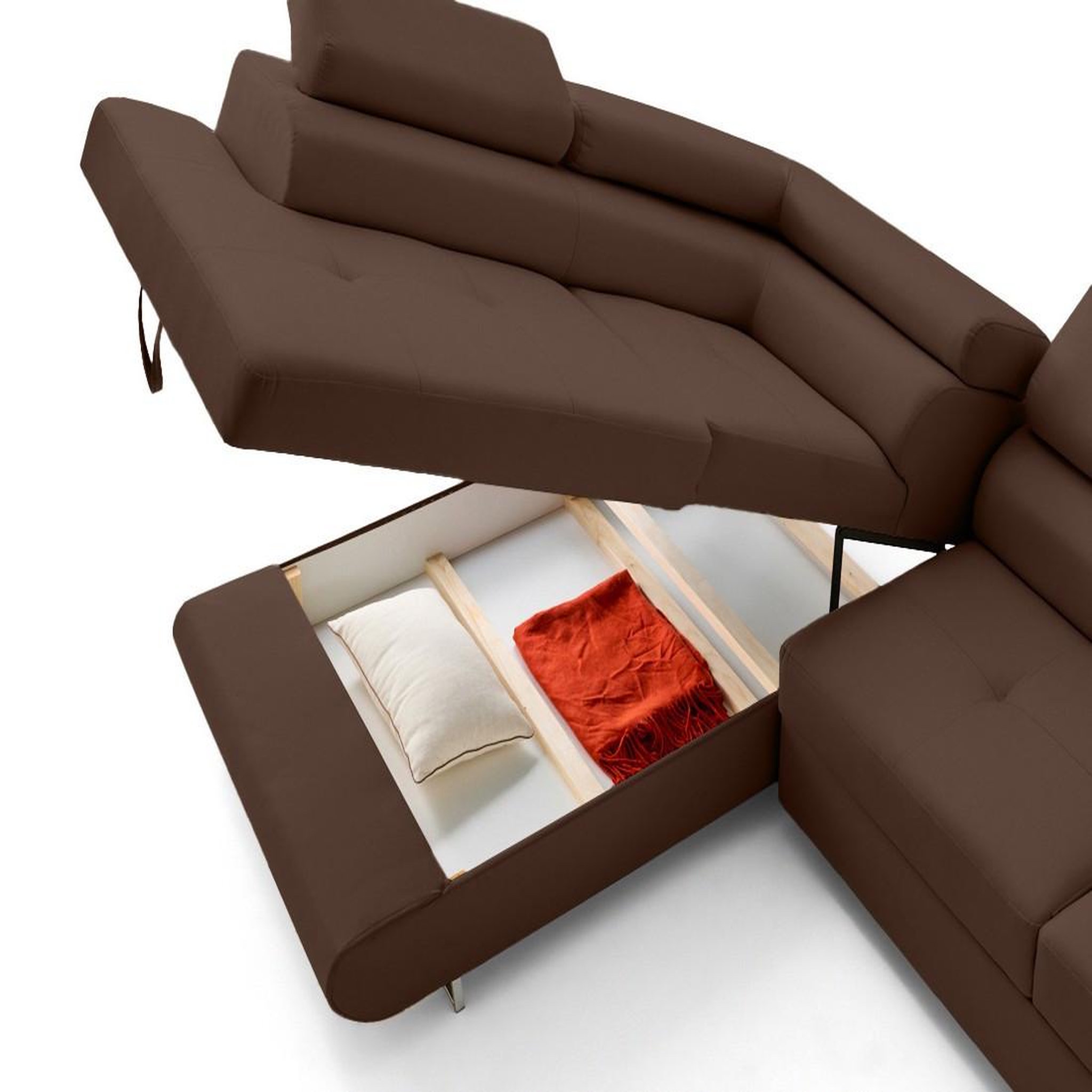 Voir la diapositive 6 : LISA DESIGN Zaria - canapé d'angle gauche 5 places convertible avec coffre et têtières en simili