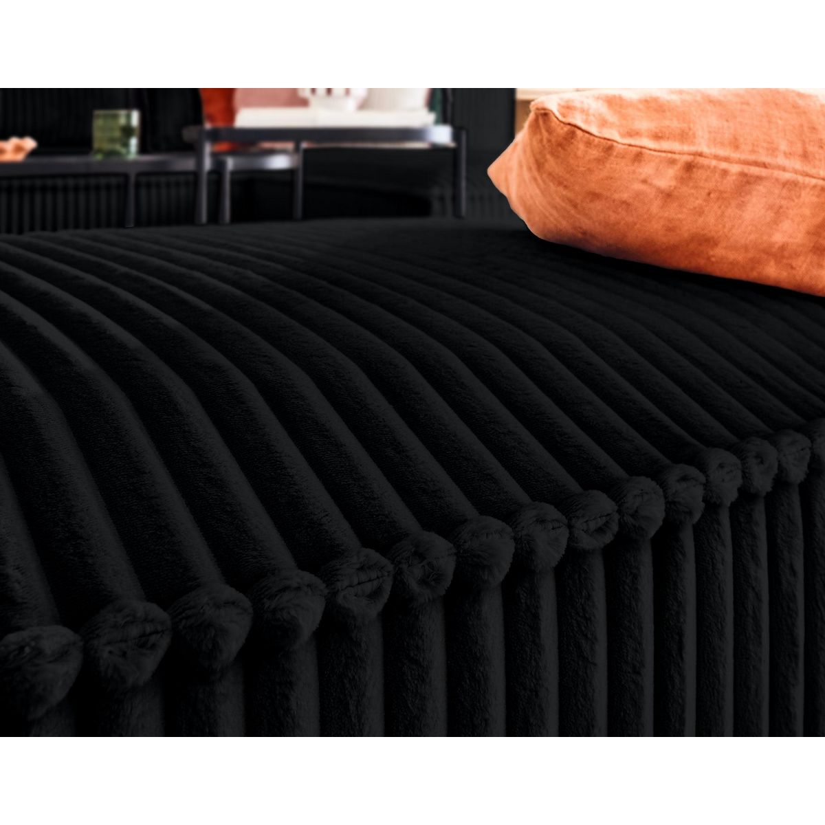 LISA DESIGN Stella - pouf - en velours côtelé grosses côtes