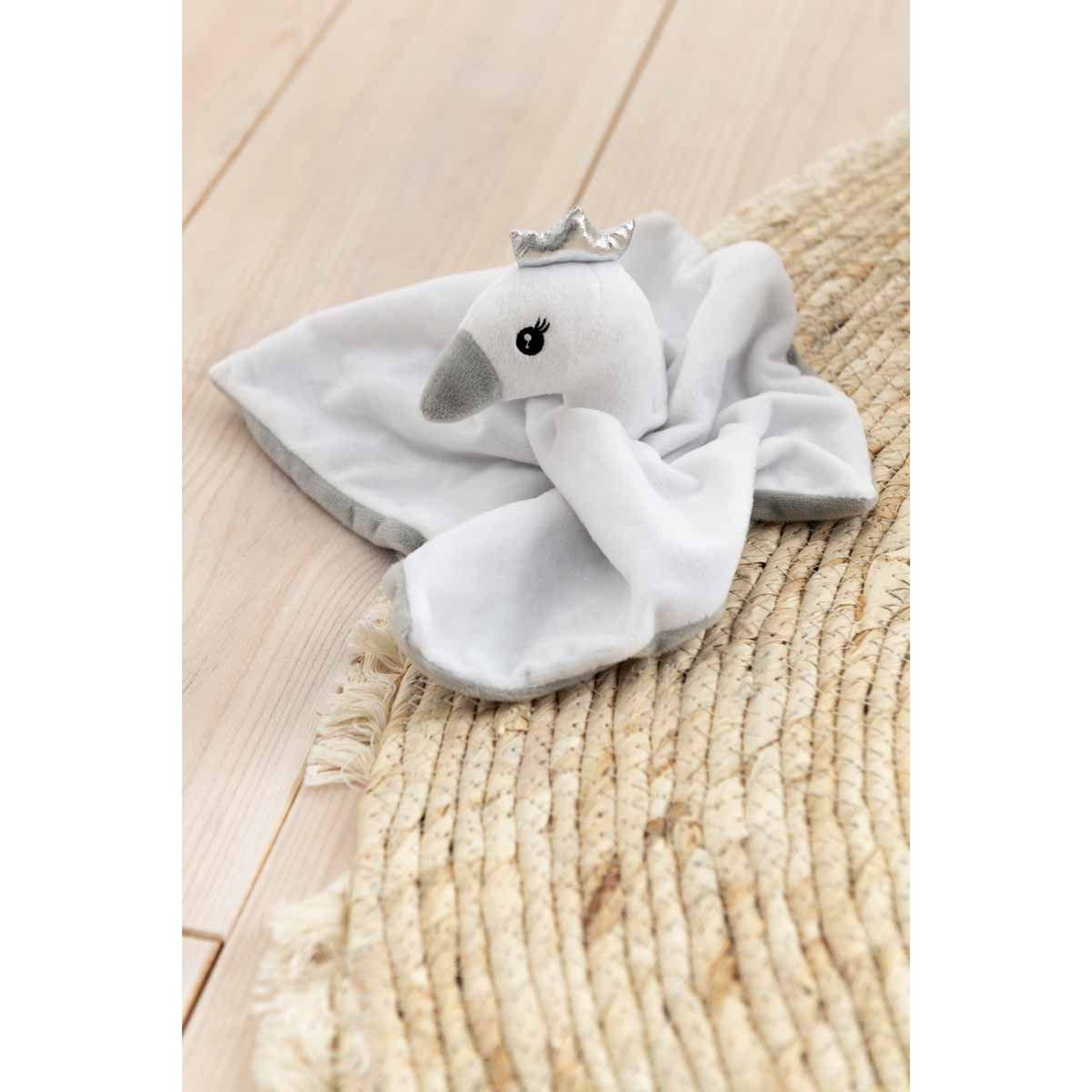 Voir la diapositive 3 : J-LINE Doudou & hochet bébé  cygne  25cm blanc & gris