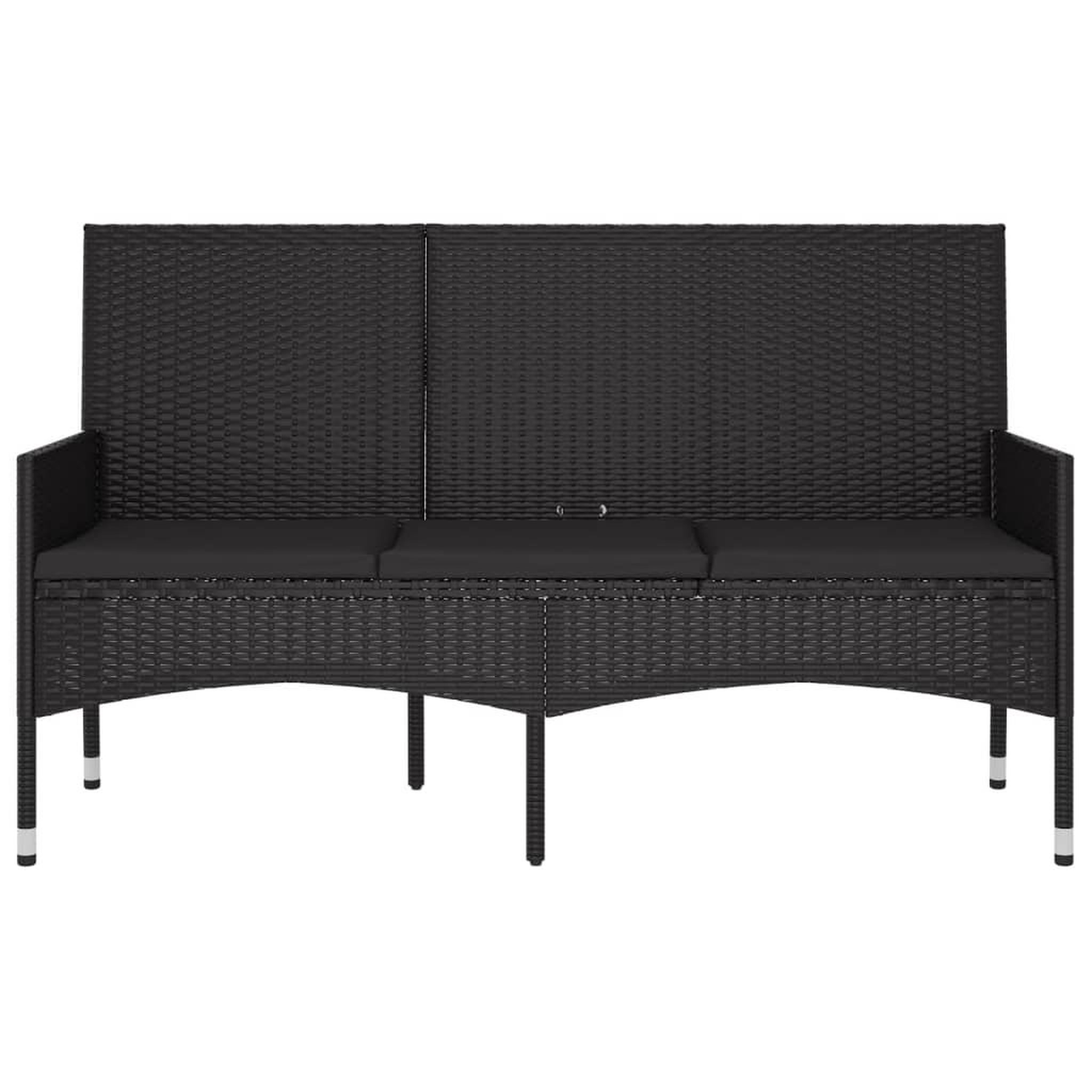 Voir la diapositive 3 : VIDAXL Banc de jardin a 3 places avec coussins Noir Resine tressee