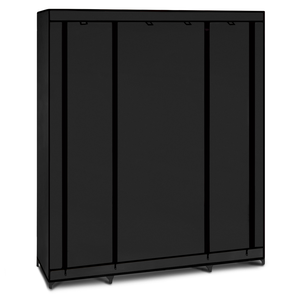 ID MARKET Armoire de rangement penderie pliable vêtements en tissu noir dressing XXL