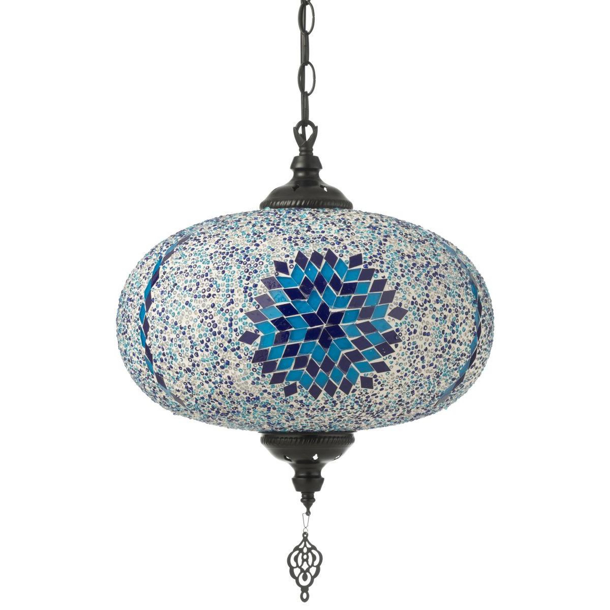Voir la diapositive 2 : J-LINE Lampe suspension mosaïque  neal  30cm bleu
