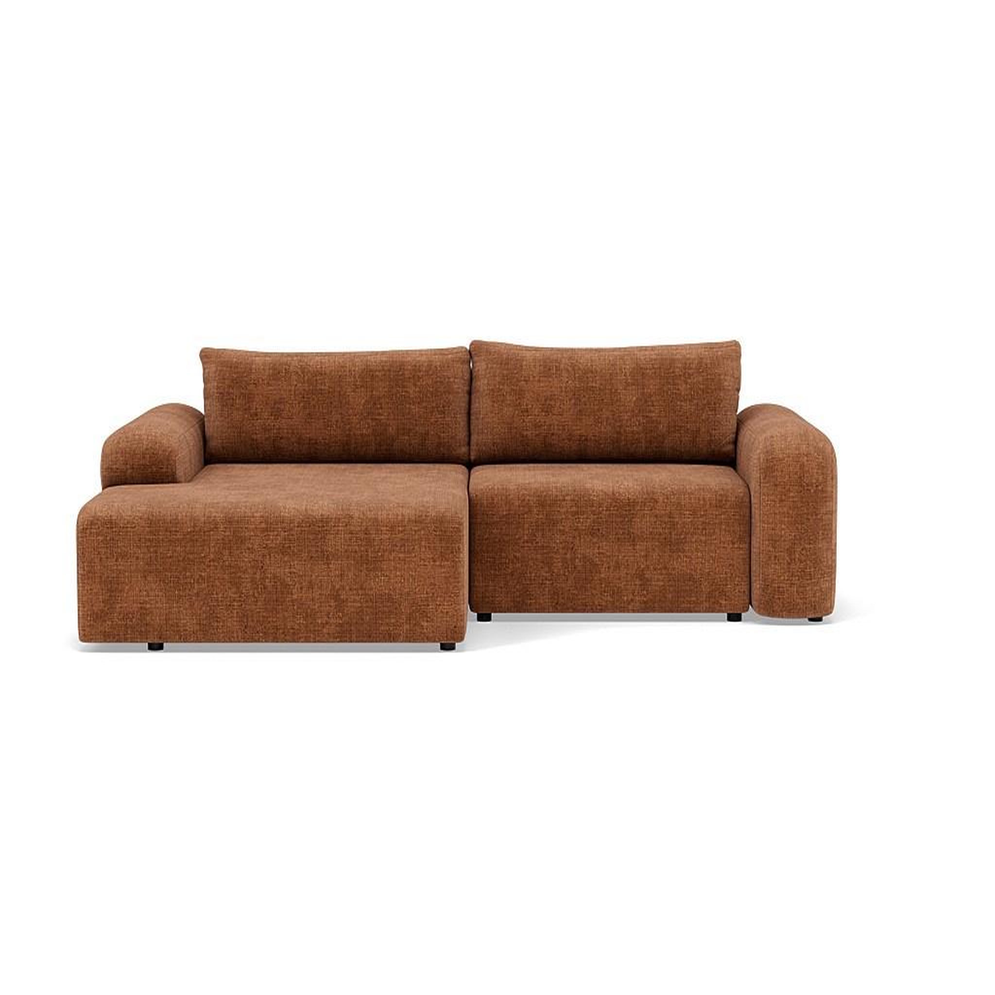 Voir la diapositive 1 : BEST MOBILIER Rebecca - canapé d'angle gauche 4 places convertible avec coffre en velours texturé