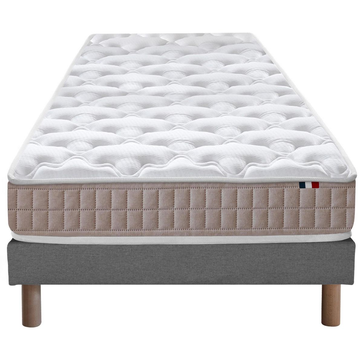 IDLITERIE Ensemble matelas 100% latex 3 zones PURE avec sommier - confort français